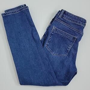 Reiss Baily Button-Fly Mid-Rise Cropped Blue Denim Jeans 27